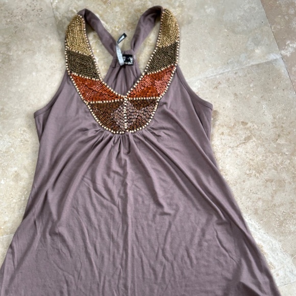 Light Brown Beautiful Top Embroidered With Beads, Size Large, Brand New - Picture 6 of 13